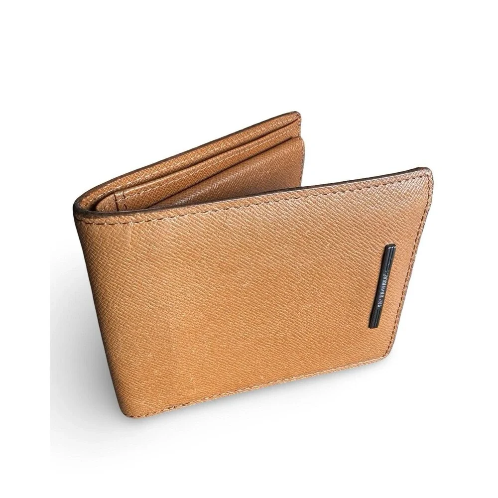 Van Brothers Carmel Brown Textured Bifold Wallet Excellent